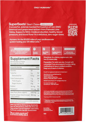 Humann SuperBeets Heart Chews Zero Sugar, Beet Root Supplement, Energy, Nitric O