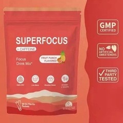 SuperFocus Fruit Punch Drink Mix 20 Packets – Mental Alertness Support – Caffein