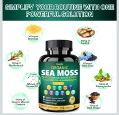 Organic Sea Moss Capsules 150 Capsules Black Seed Oil Ashwagandha Expires 7/2027