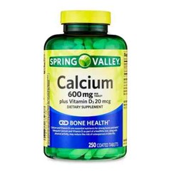 Spring Valley Calcium Supplement 600mg with Vitamin D 20mcg Bone Health 250-CT
