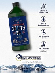 Cod Liver Oil Norwegian 16 fl oz 3 Bottles | Non-GMO, Gluten Free | by Carlyle