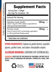 lower bad cholesterol – Odorless Garlic & Parsley 600mg 1B – multivitamin herbs