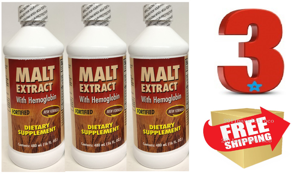 Fortified Malt Extract w/ Hemoglobin /16 FL OZ EACH/ Vitamins, Iron