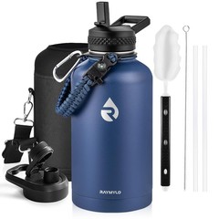 RAYMYLO Insulated Water Bottle 64 oz, Triple Wall Vacuum 64 Ounces, Dark Blue