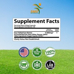 Desiccated Beef Organ Complex, Certified 100% GrassFed Undefatted 180 Capsules