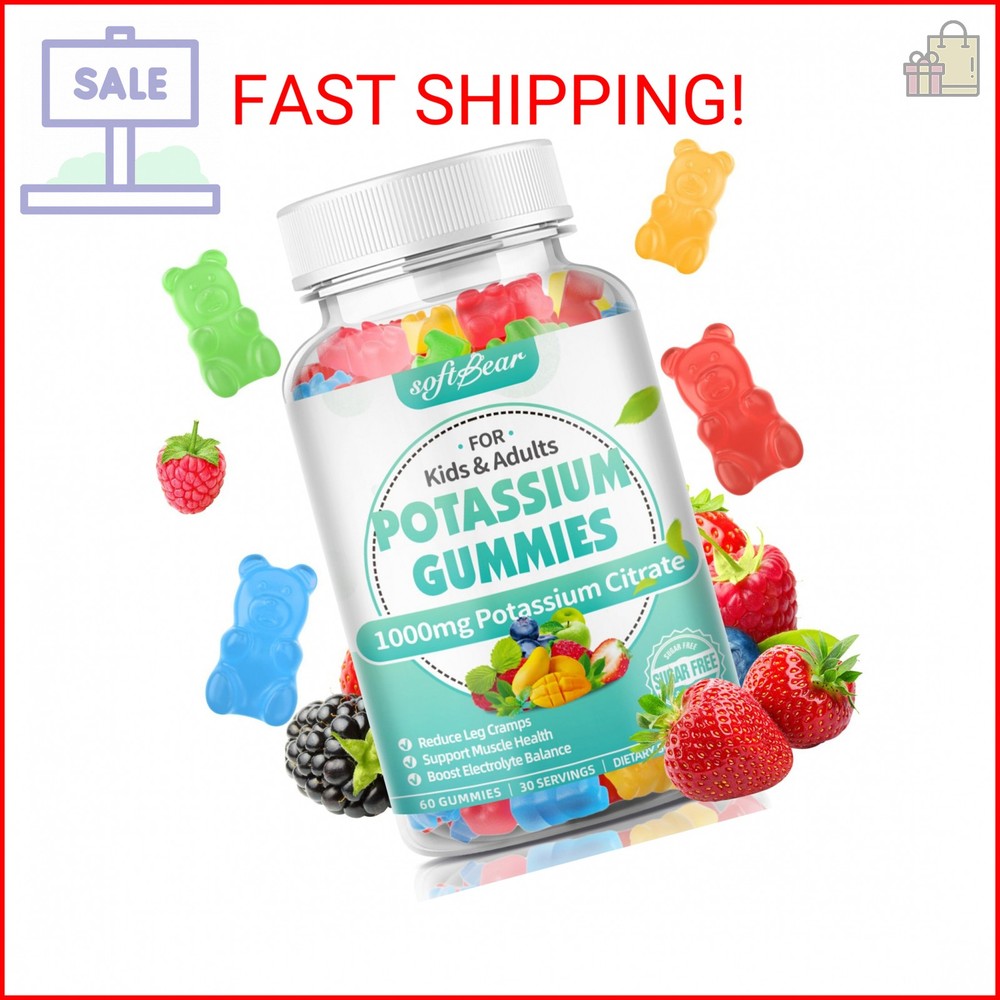 softbear Potassium Citrate Gummies, High Potency Potassium Citrate 1000mg Suppor
