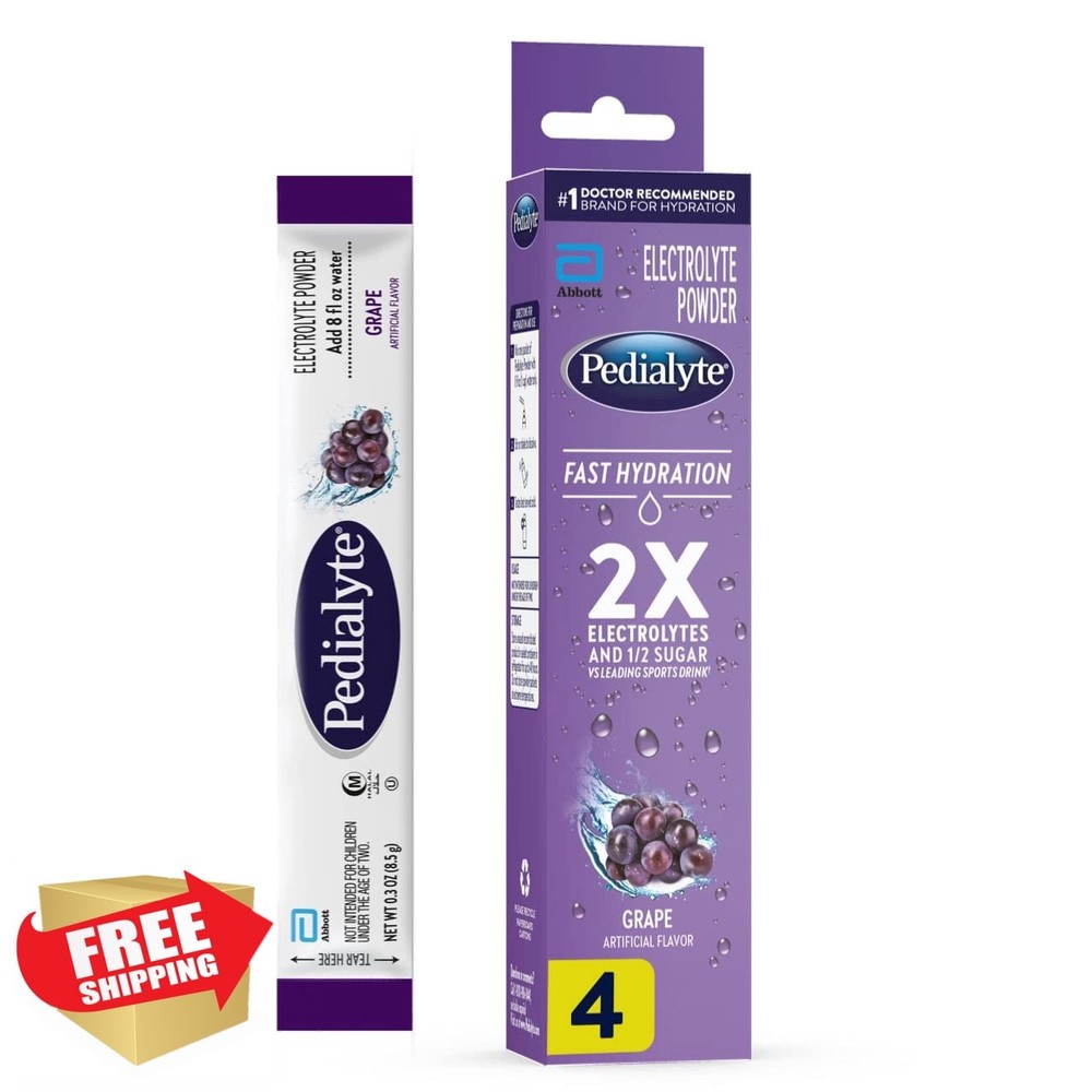 Pedialyte Grape Electrolyte Powder 0.3 oz packets, 4 count