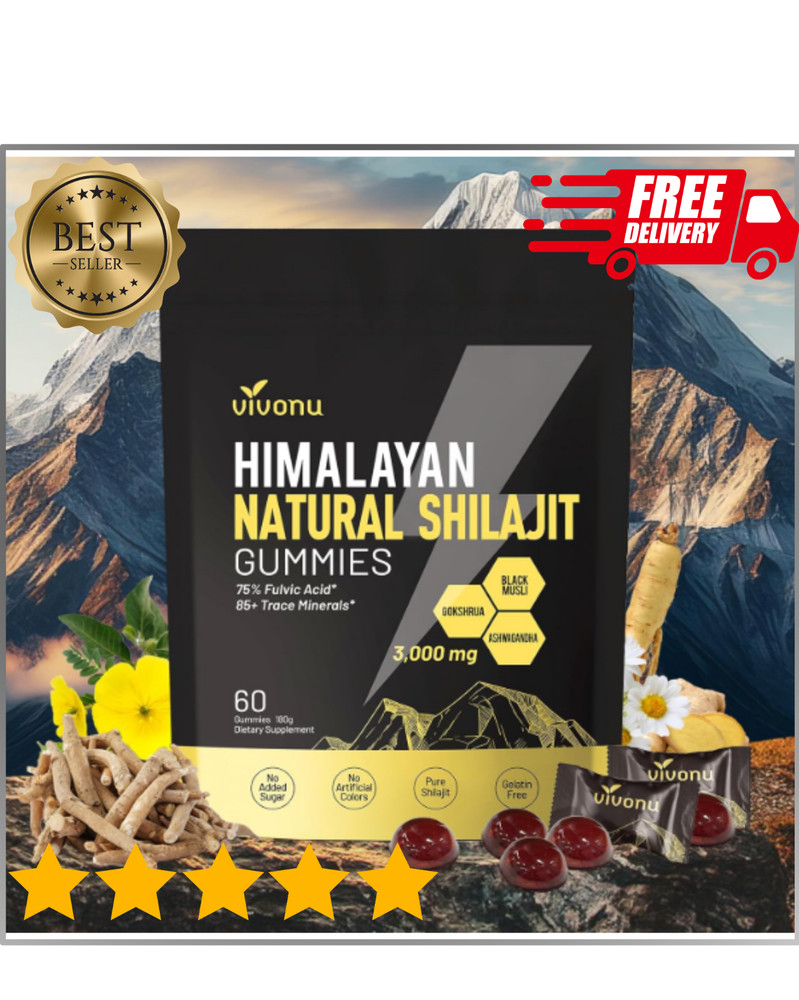 Himalayan Shilajit Gummies with Ashwagandha & Gokshura 3000mg 85+ Trace Minerals