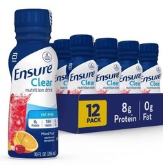 Ensure Clear Mixed Fruit Nutritional Drink 8g Vitamins Fat-12 pack Exp 2/27