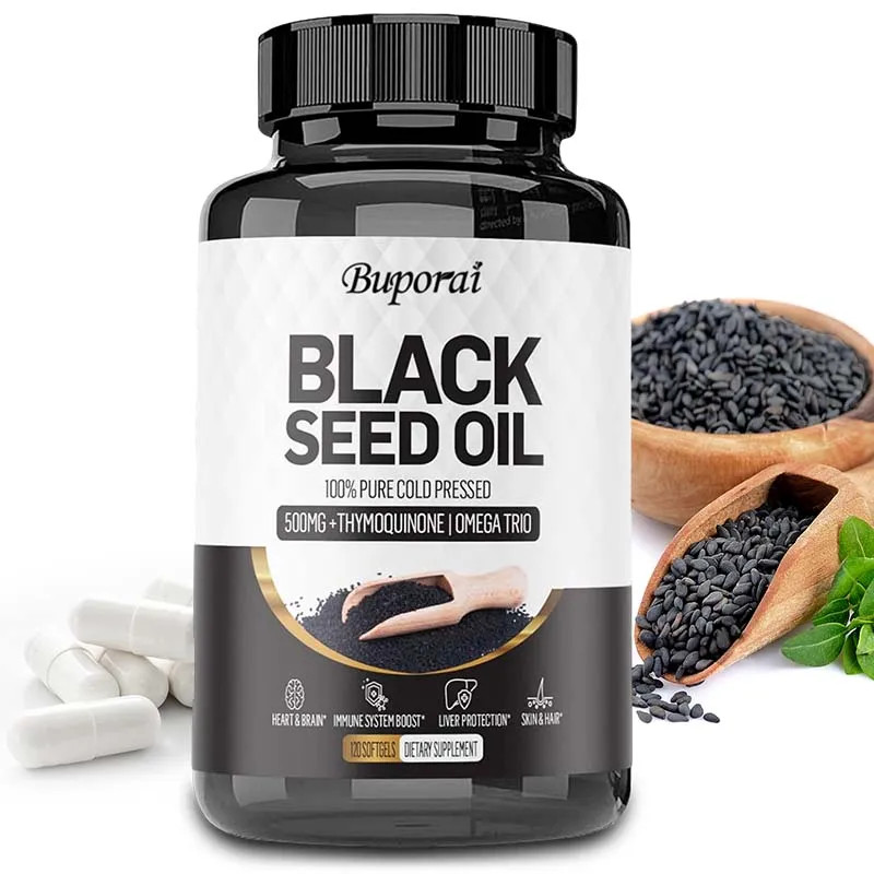 Black Seed Oil 120pcs, Protect The Liver,Promotes Respiratory and Overall Health