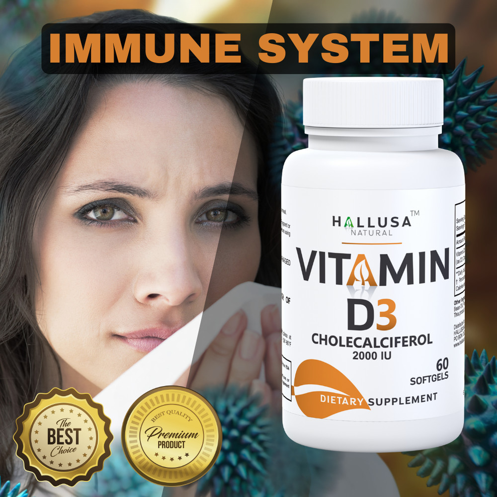 VITAMIN D3 – Immune Support & Bone Health – Sun Supplement – 60 Cap