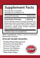 organic fat loss – AFRICAN MANGO 1200mg – appetite suppressor 1 Bottle 60 Caps