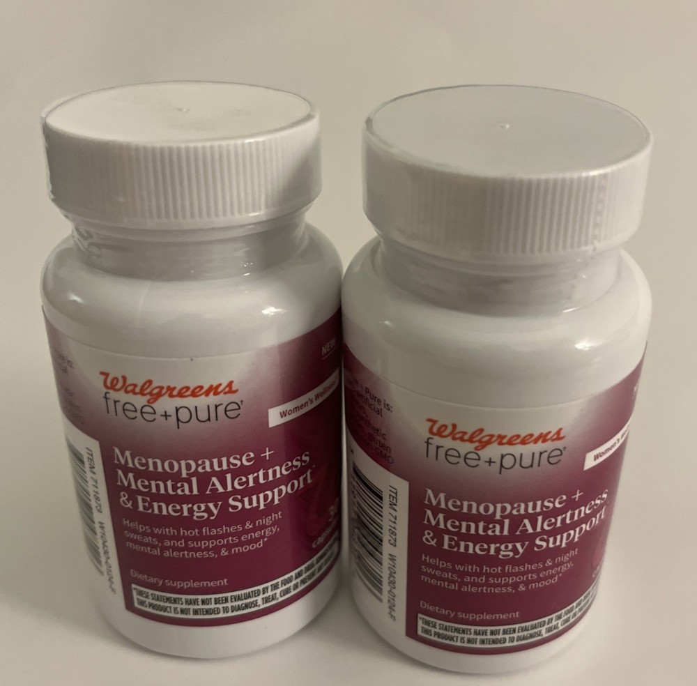 2x Walgreens Free+Pure Menopause + Mental Alertness & Energy Support (30ct per)