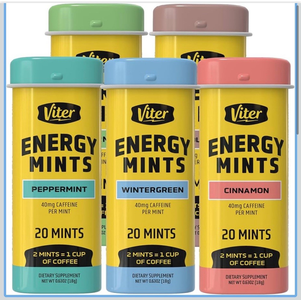 Viter Energy 40mg Caffeine Mints – Sugar Free (Variety Flavors, 100pcs Total)