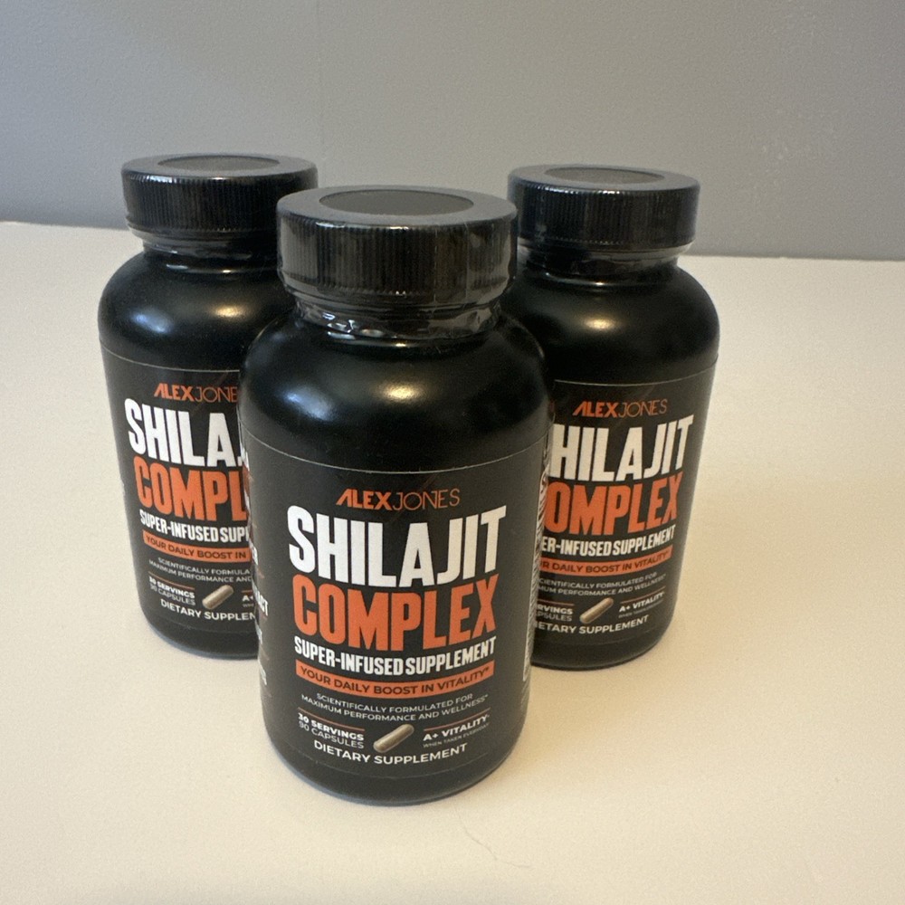 Alex Jones Shilajit Complex Supplement for Maximum Performance(Lot of 3 bottles)