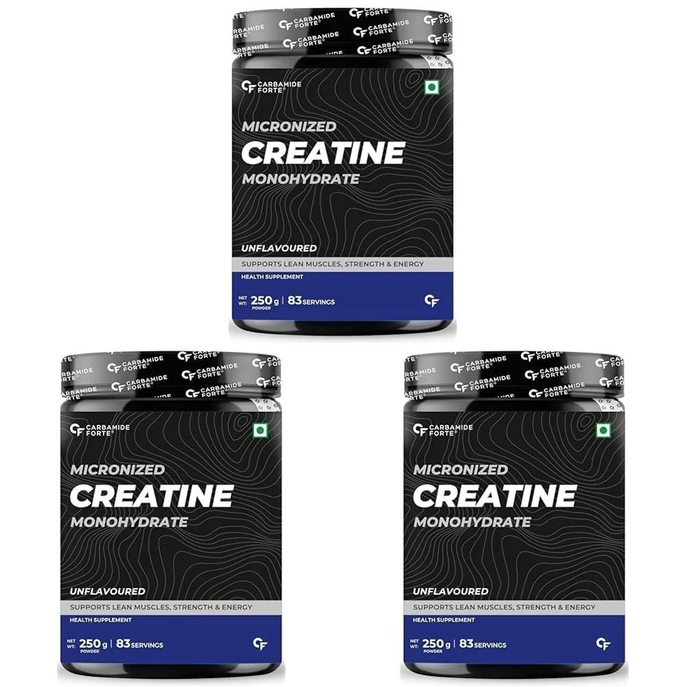 Creatine Mono Hydrate Powder | 250gm Unflavoured 80 Servings (Pack of 3) Q040