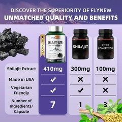 3PCS Flynew Optimal Potency | Shilajit Ultra | Adaptogen Energy Stamina Immune