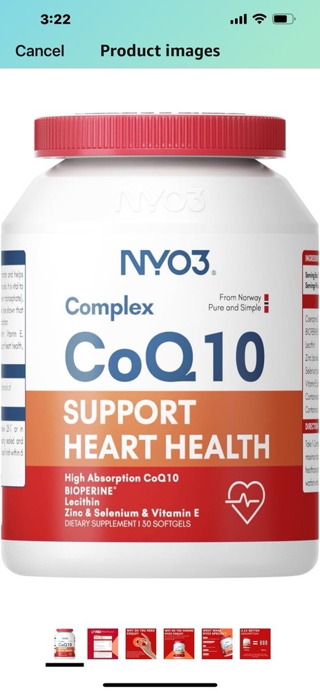 CoQ10 120mg with BioPerine(Black Pepper) Coenzyme Q10 with Vitamins E & Zinc
