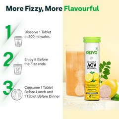 OZiva ACV Moringa Control Cravings – Lemon Masala, Pack of 4 (60 tablets)