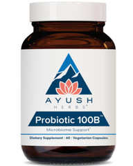 Ayush Herbs Probiotic 100B – Microbiome – 60 Vegetarian Capsules – Newest Exp.