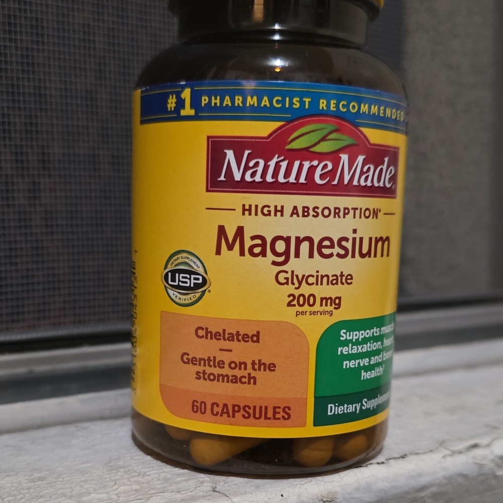 Magnesium Nature Made Magnesium Bisglycinate 200 mg 60 Capsules – Gluten Free