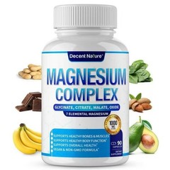 2 BOTTLES—Decent Nature Magnesium Complex1000mg-7Elemental Magnesium Capsules