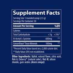 Trace Minerals NAC Powder 600mg Watermelon 2.6oz (75g) 30 Servings Exp 11/26