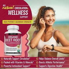 Toplux natural Beet Root 2040mg with Black Pepper 90 Tablets Energy Circulation