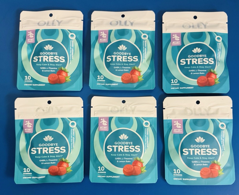 (6) OLLY Goodbye Stress Gummies Berry Verbena 10ct Bulk Lot BB: 08/26