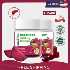 2 Pack Beet Root Gummies Vegan Paech Flavor Chewable Supplement, Gluten Free
