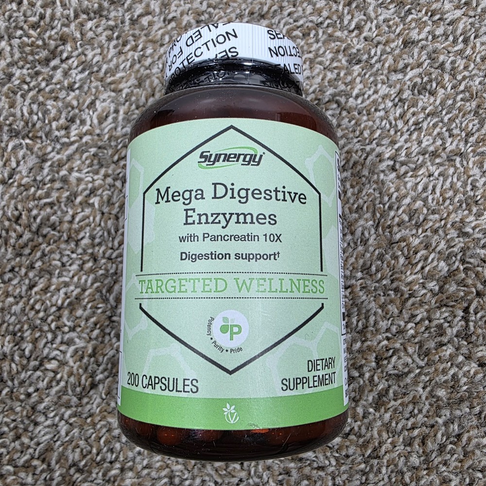 Vitacost Synergy Mega Digestive Enzymes with Pancreatin 200 Capsules – MFG 09/24