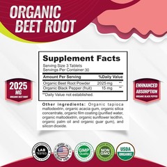 Toplux Organic Beet Root Powder Tablets – Natural Nitric Oxide Beets to Support