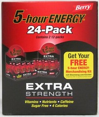 5 Hour Energy Shot Extra Strength Berry Flavor 24 CT 1.93oz Sugar Free Five Hr