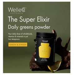 WelleCo Australia The Super Elixir Daily Greens Lemon & Ginger Flavor Exp 2/27