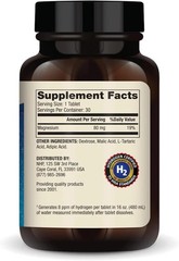 H2 Molecular Non Servings Supplement, 30 Dietary (30 Tablets), Hydrogen GMO, Glu