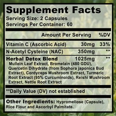 120pcs Lung Detox – Mullein Leaf -Enhance Respiratory Health, Cleansing & Detox