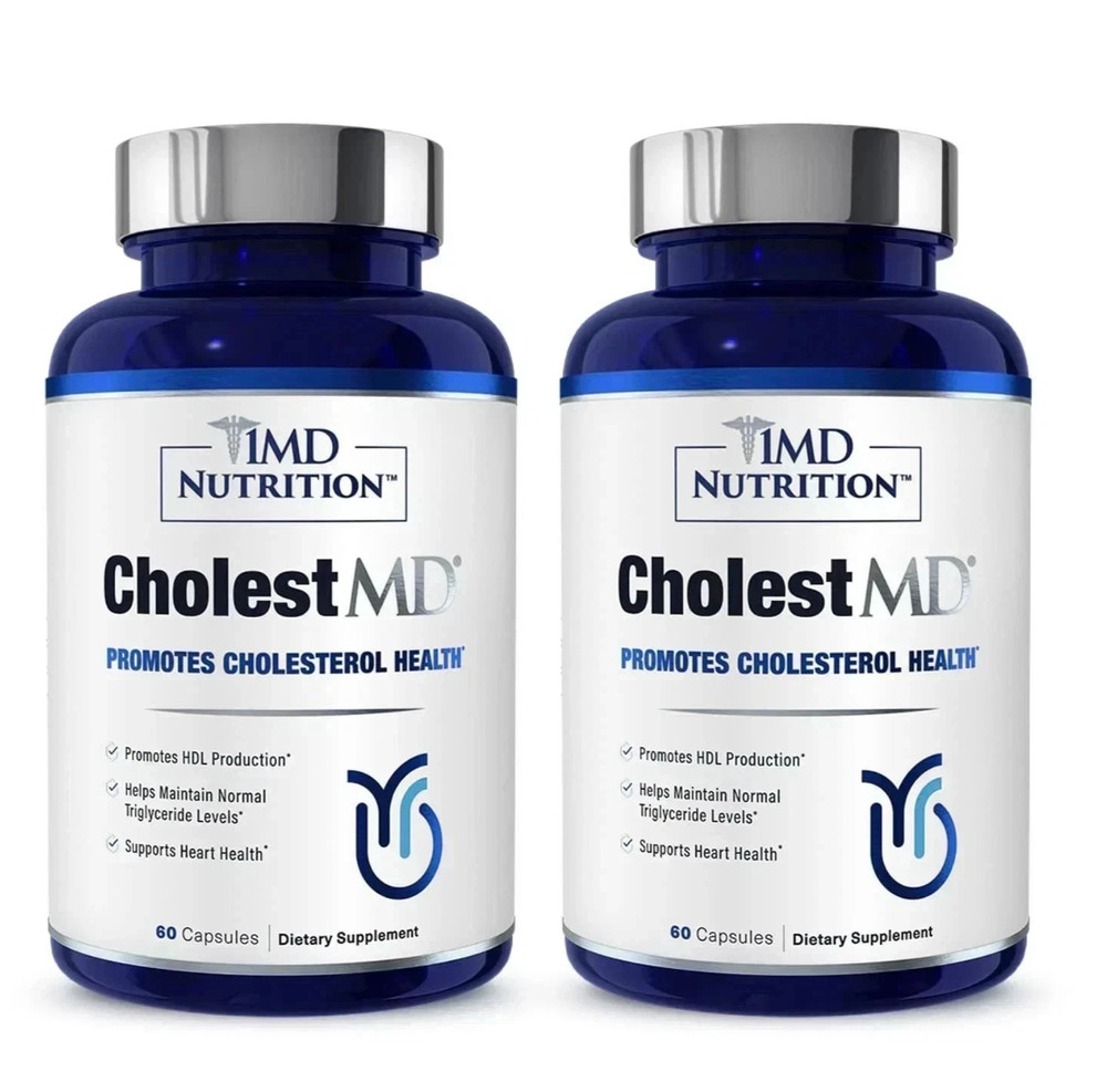2 Pk 1MD CholestMD Promotes Cholesterol Health New Sealed 60 Capsules