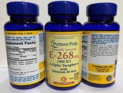 Puritan’s Pride Vitamin E-with Selenium 400 IU Natural – 100 Softgels -Pack of 3