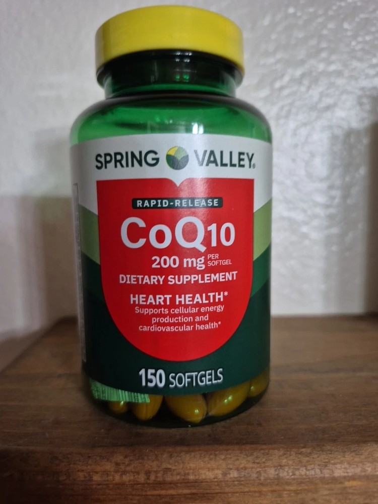 Spring Valley CoQ10 200 mg Heart Softgels Rapid-Release 150 Ct Exp 27/28 #580