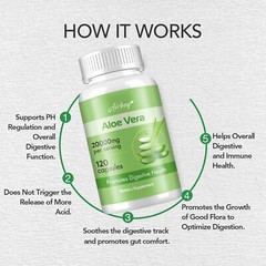 Aloe Vera Capsules 20000mg – Health Immune, Detox Cleaning, Digestive Support
