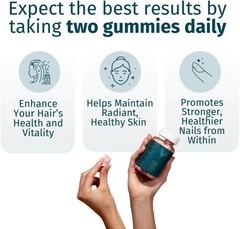 WEEM Hair Skin and Nails Gummies, Vegan biotin Vitamins, Healthy Hair (Pack 5)