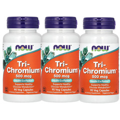 NOW Foods (3 PACKS) Tri-Chromium 500 mcg 90 Veg Caps