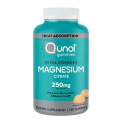 Qunol Magnesium Extra Strength 250 mg, 150 Gummies Vegetarian & Gluten Free