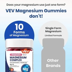 VEV 14-in-1 Gummies Complex Magnesium –L-Theanine,Cortisol Supplements for Wome