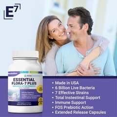Essential Flora 7 Plus – 700mg Complete Probiotics for Women and Men 2 Bottles
