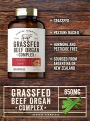 Grassfed Beef Organs Capsules 3250mg | 200 Count | by Herbage Farmstead