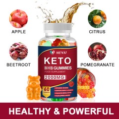 MENXI ACV Keto BHB Gummies 2000MG Apple Cider Vinegar Weight Loss 60 Gummies