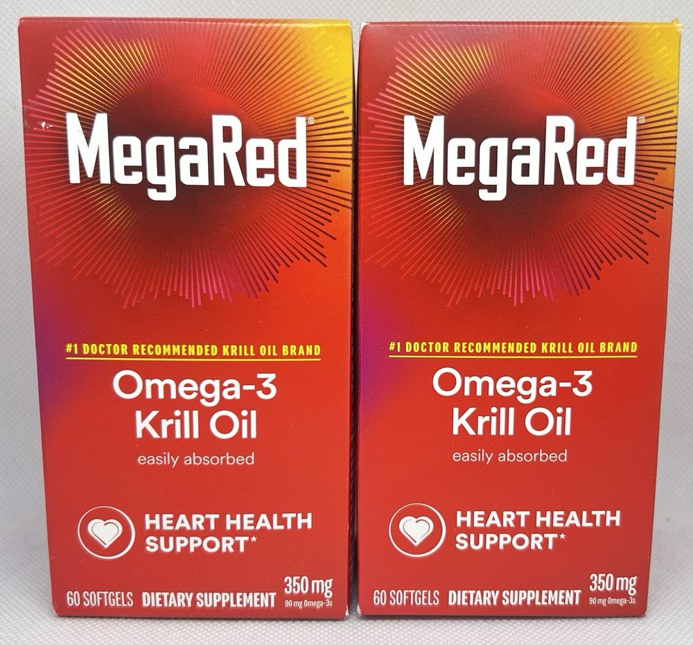 2x MegaRed Omega3 Krill Oil (120 Softgels)🌿350mg 01/27 Heart Health Supplement