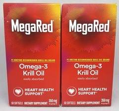 2x MegaRed Omega3 Krill Oil (120 Softgels)🌿350mg 01/27 Heart Health Supplement