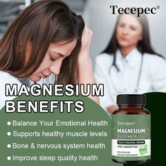 Magnesium Glycinate Supplement Support Bone Nervous System Health 120 Capsule